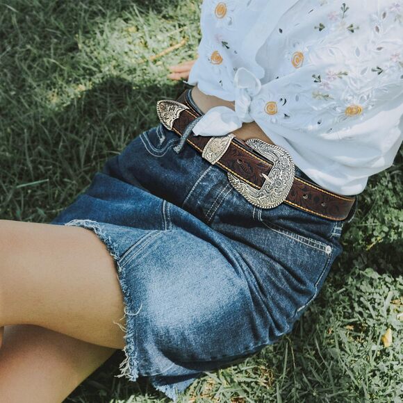 4229 Western Floral Belt Cowboy Leather Brown Belts Cowgirl Vintage main image 7
